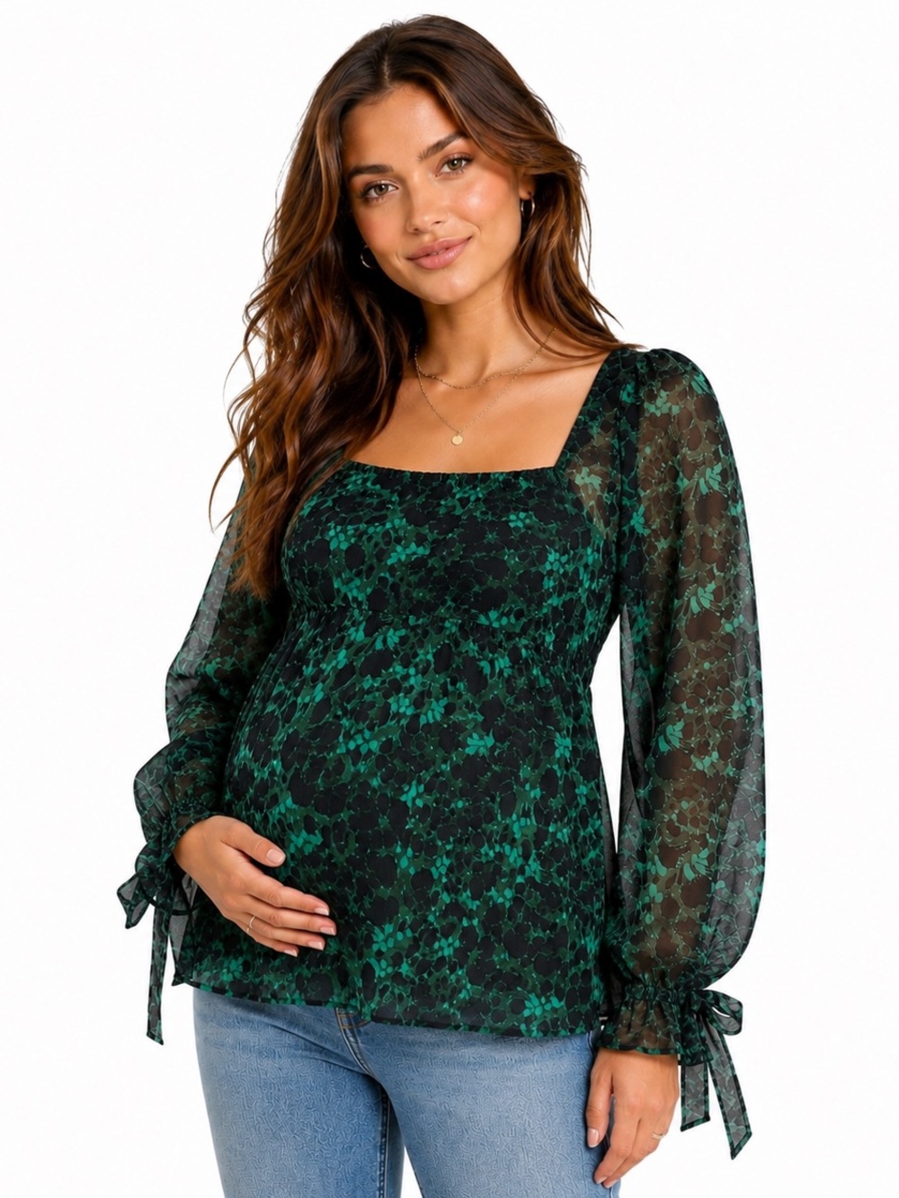 Isabel Maternity Ingrid Isabel Floral Chiffon Smocked Blouse Small